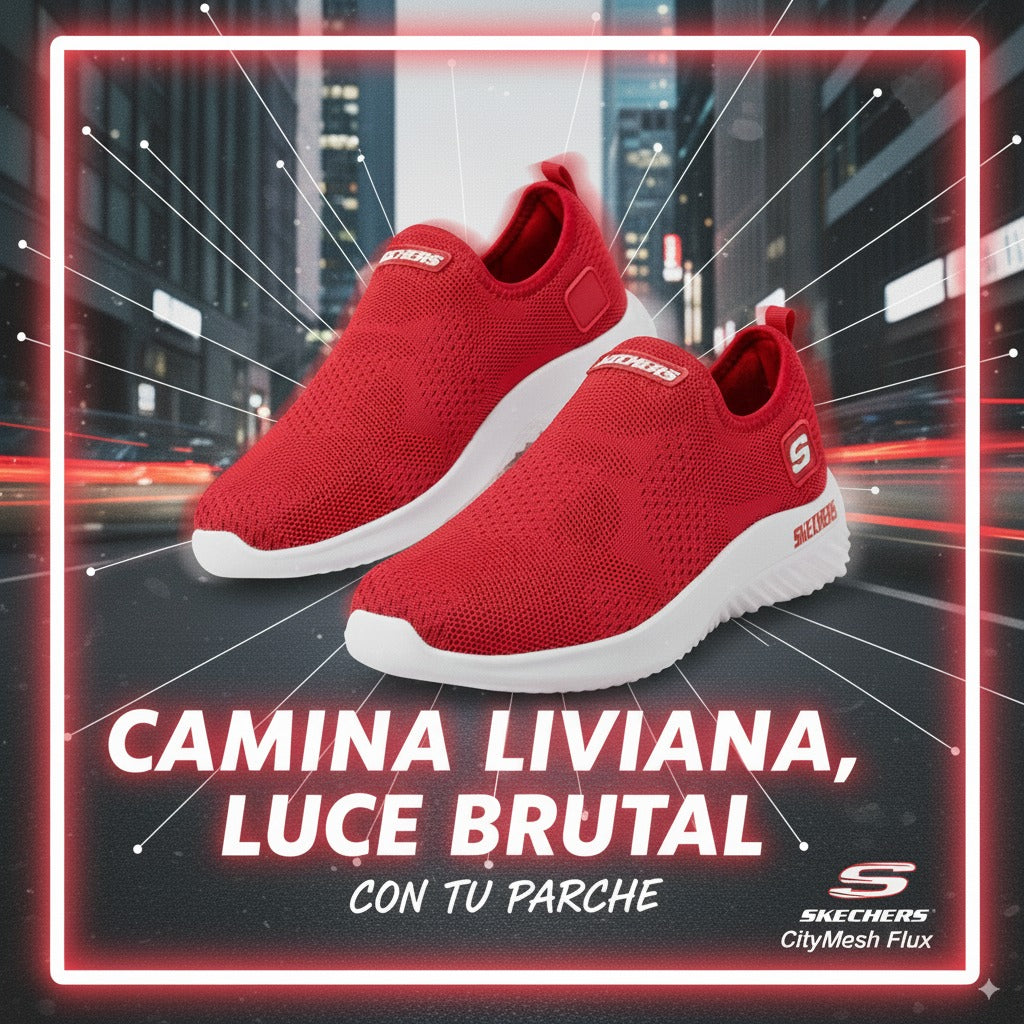 Tenis CityMesh Flux: Camina liviana, luce brutal con tu parche.